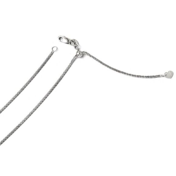 1.3mm 14k White Gold Adjustable D/C Wheat Chain Necklace, 22 Inch - Picture 1 of 5